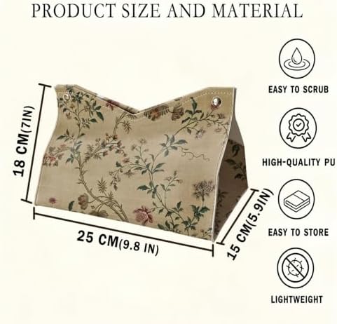 UTELKA Vintage Flroal Tissue Box Cover Rectangle, Tapestry Holder 9.8x6x7 - Image 6