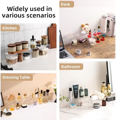 Aminigram Cabinet Shelf, 8-Pack Clear Organizer Riser 12.4L × 4W × 4.6H in - Image 5