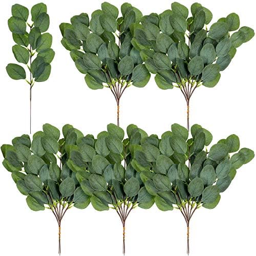 WILLBOND 30 Pieces Eucalyptus Stems Artificial Leaf Stem Faux Long Eucalyptus Artificial Greenery Leaves for Wedding, Office, Holiday, Home, Garden, Greens Decor by Willbond+Technology+Limited