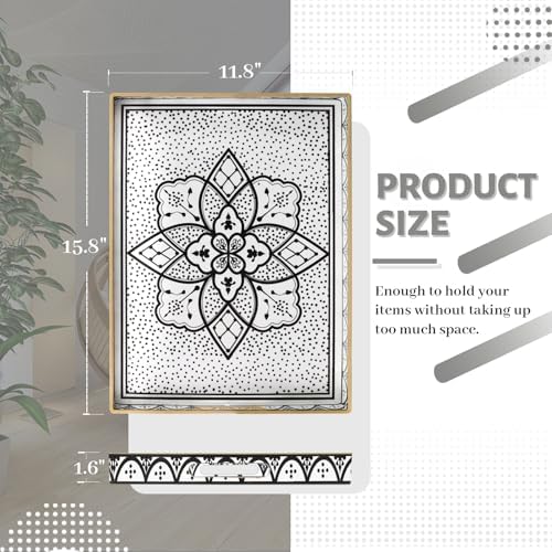 MAONAME Plastic Serving Tray with Handles, Rectangle Black Decorative Tray - Image 2