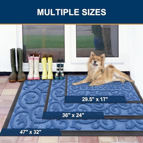 Smiry Front Door Mat Outside Entrance, Low Profile Rubber Doormat, 29.5x17 - Image 2