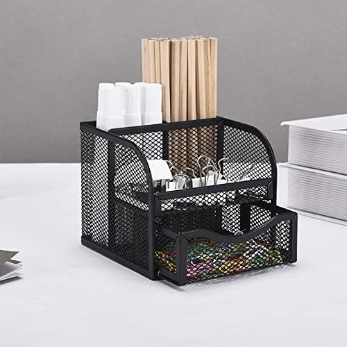 Metal Mesh Pen Holder Desk Organizer Pencil Holder Pencil Organizer Stationery Organizer Pen Pot Makeup Brush Organizer for Home School Office (Black) - Image 7
