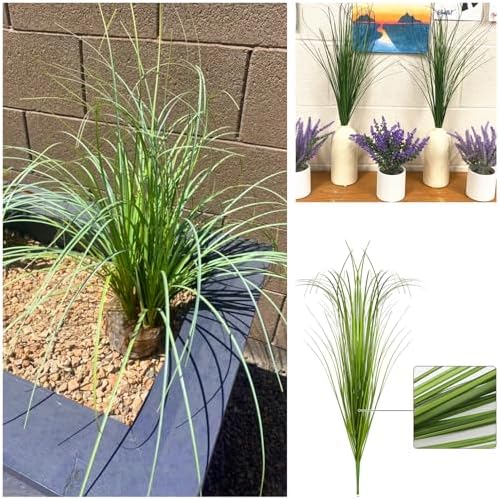 Artificial Shrubs Bushes Fake Plastic Tall Wheat Grass 16 Bundles, Faux Greenery Plants for Indoor Outdoor Décor Home Garden Verandah Kitchen Office Wedding Christmas DIY Decoration Green Leaves 16p - Image 4