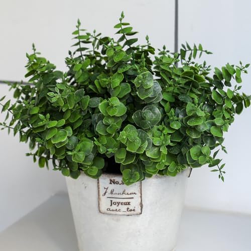 Artificial Fall Eucalyptus Plant – 8PCS Outdoor Fake Greenery, UV Resistant Fake Plants for Porch, Patio, Thanksgiving or Autumn Home Decor - Green Leaves by ALYPTUS