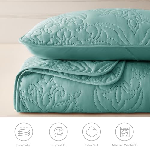 Whale Flotilla King Quilt Bedding Set Vintage Damask Reversible Bedspread - Image 5