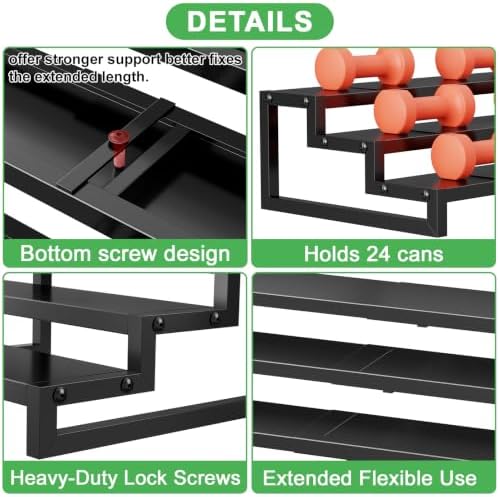 Dmevkic 3-Tier Expandable Can Organizer for Pantry,Adjustable 15''-25'' Metal Can Organizer Holds Up to 24 Cans,Can Holder for Pantry Kitchen Cabinet Countertop,Black - Image 3