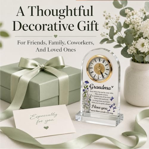 Grandma Gifts Acrylic Desk Clock, Wildflower Butterfly Quote Table Decor from Granddaughter Grandson, Mothers Day Suitable Gifts for Great-Grandma birthday, Christmas, and Thanksgiving, 4.3 x 7.8 in - Image 6