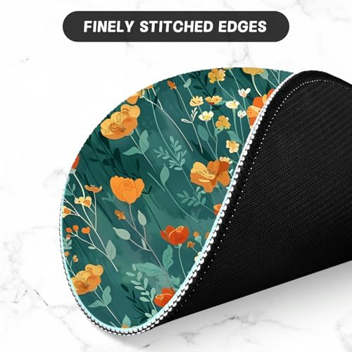 ITNRSIIET Round Mouse Pad with Stitched Edge Premium-Textured Waterproof Non-Slip Rubber Base Desktop Protection Mat Diameter 8.7 inches, Beautiful Flowers - Image 4