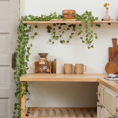 CQURE 14 Pack 98Ft Artificial Ivy Garland,Ivy Garland Fake Vines UV Resistant Green Leaves Fake Plants Hanging Vines for Home Kitchen Wedding Party Garden Wall Room Decor - Image 6