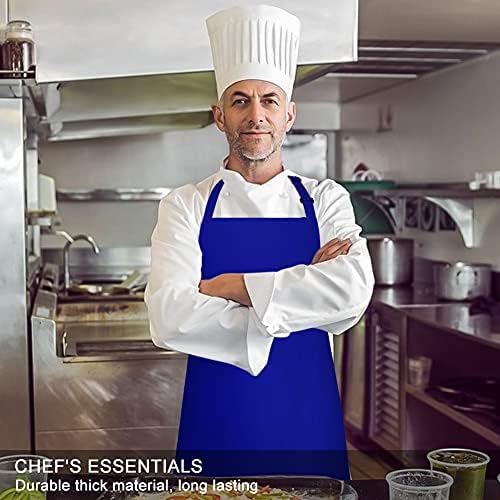 Jubatus 2 Pack 100% Cotton Aprons with 2 Pockets Cooking Chef Kitchen Adjustable Bib Apron for Women Men, Blue - Image 4