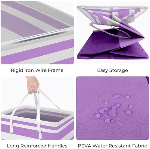 HomeHacks 2 Pack Laundry Baskets, Laundry Hampers Bags (Purple 75Lx2) - Image 2