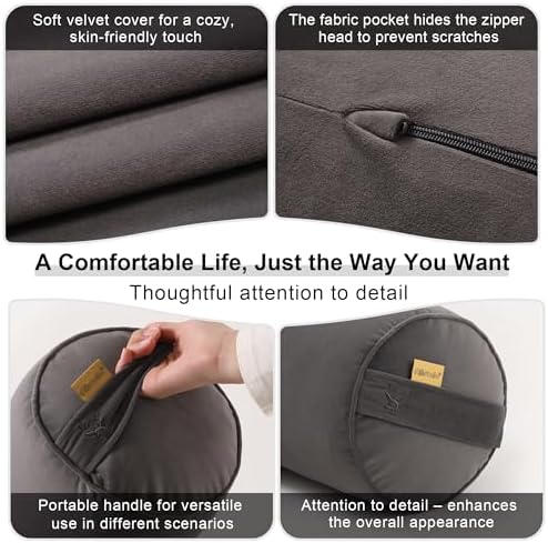 Body Pillow for Adults,Long Round Pillow,Big Cylindrical Pillow,Large Full Bolster Pillows for Side Sleepers (Steel Gray, 39.37"*7.87") - Image 5