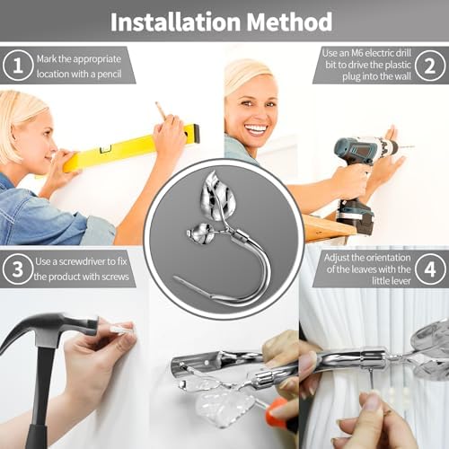HIKMLK Leaf Shaped Curtain Tieback Holdbacks 2pcs, Handmade Metal Curtain Side Holders for Wall, Curtain Hook Pull Backs for Drapes Window Decoration - Image 7