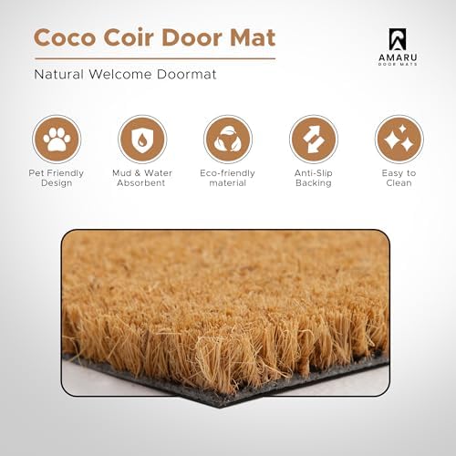 Coir Welcome Mat, Non-Slip, Welcome Cats, 24 x 36 in - Image 3