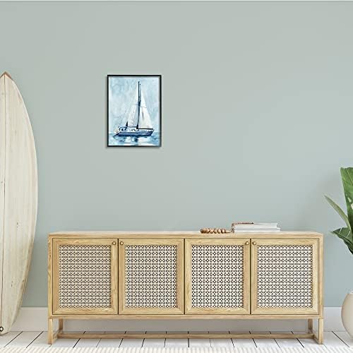 Nautical Blue Sailboat Coastal Calm, 16 x 20 Inch Framed Giclée Print - Image 3