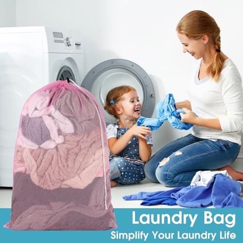 2 Pack Mesh Laundry Bags 23x34 Inch Drawstring Locking for Travel Home - Image 5