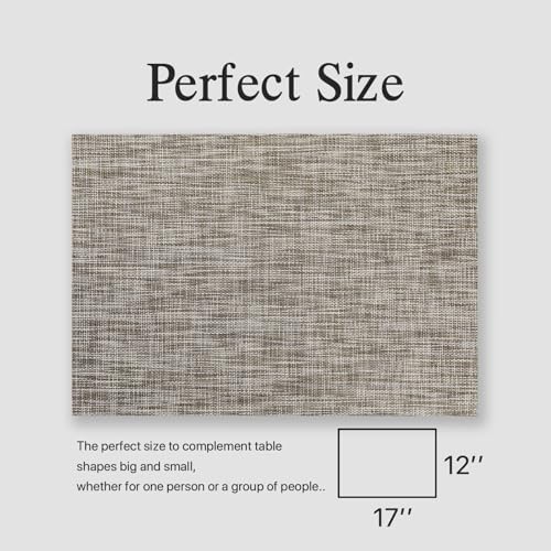 Placemats Set of 6 - Easy Clean Woven Vinyl Placemats for Dining Table, Indoor/Outdoor Place Mats, Washable PVC Table Mats（Cappuccino） - Image 6