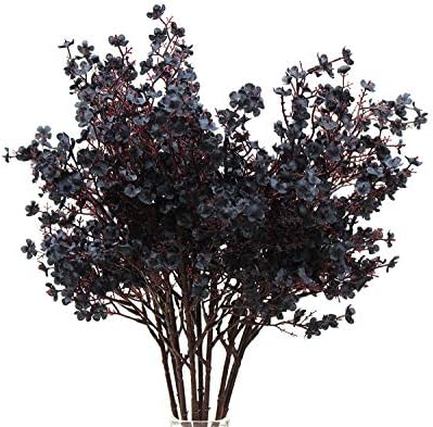 JAKY-Global Babys Breath Fabric Cloth Artificial Flowers 6 Bundle European Fake Silk Plants Decor Wedding Party Decoration Bouquets Real Touch DIY Home Garden (Black-6pcs) - Image 3