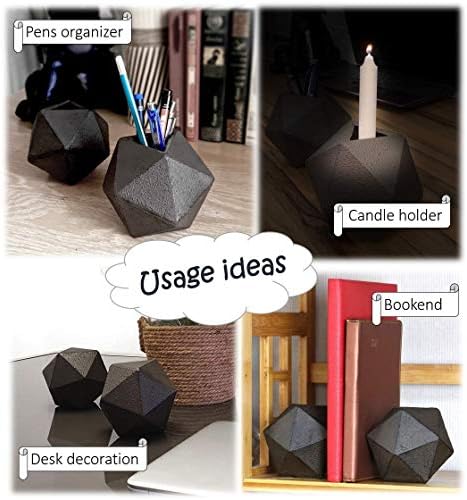 Ambipolar Geometric Decorative Ball Shaped Bookends, Modern Cast Iron Black Bookends for Office Desk, Book Shelf, Room Decor, Home Office, Book Stand or Organizer, Set of 2. Antique Black - Image 5