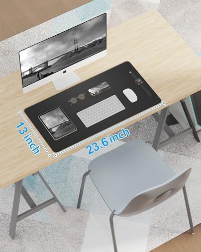 Non-Slip Desk Pad,Mouse Pad,Waterproof PU Leather Desk Protector,Ultra Thin Large Desk Blotter,Waterproof Keyboard mat for Office/Home/Decor(Black 23.6" x 13") - Image 7