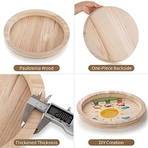 Hanobe Unfinished Round Wooden Craft Trays for DIY Decorative Plate - Image 6