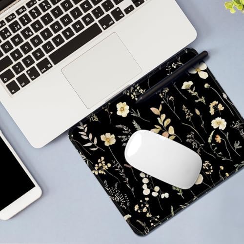 FROGIGO Mouse Pad with Stitched Edges - Dark Floral Mousepad Set for Women, 9.25 x 7.75 inch Washable Desk Pad, Non-Slip Rubber Base, Office Home Laptop Accessories - Midnight Botanical-2 Pack - Image 4
