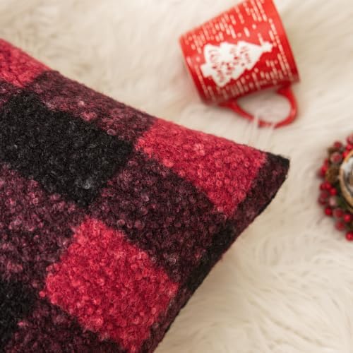 AQOTHES Red Black Plaid Christmas Throw Pillow Covers 12x20 Inch Set of 2 - Image 6