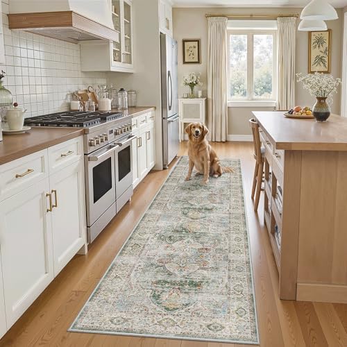 Madane Hallway Runner Rug 2x8 Washable Kitchen Rugs Non-Slip, Green - Image 2