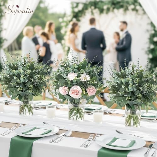 Serwalin 70PCS Mixed Eucalyptus Stems Bulk, Faux Greenery Stems - Image 3