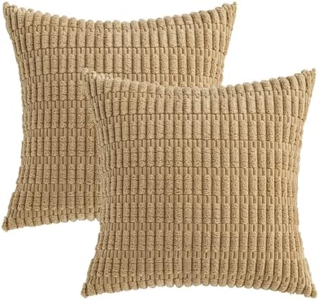 MIULEE Euro Sham Corduroy Decorative Throw Pillow Covers 22x22 Khaki - Image 6