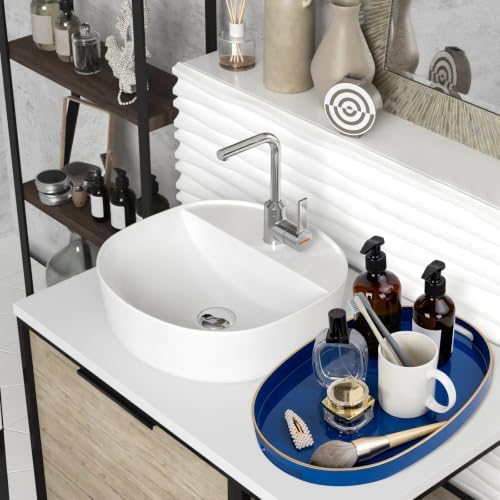 MAONAME Blue Decorative Tray, Oval Plastic Serving Tray with Handles - Image 6