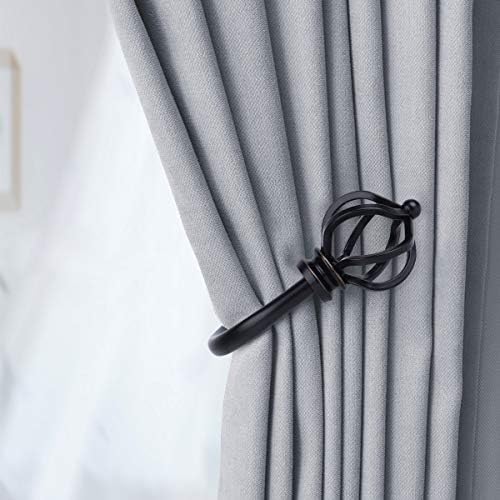 KAMANINA Curtain Drapery Holdbacks for Wall, 2 Pack Black Curtain Tiebacks - Image 3