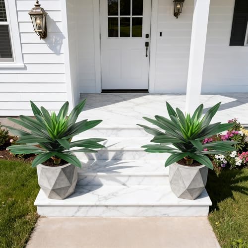 DREAMLOOM Fake Plants, 2 Pcs 21.7 Inch Bromeliads Large Artificial Plants Outdoor Faux Plants UV Resistant Realistic Tropical Greenery Outside for Planter Porch Patio Yard Garden Indoor - Image 4