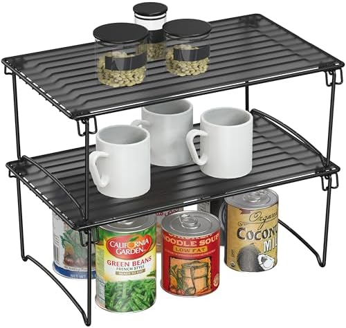 Deco Brothers Stackable Cabinet Shelf Organizer, 2 Pack, Black by DecoBrothers