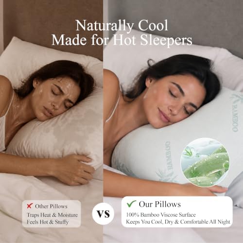 Gusseted Queen Size Bed Pillow 20"X30", Cooling Bamboo Viscose Surface - Image 2