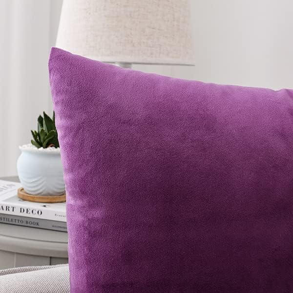 NiNi ALL Purple Velvet Throw Pillow Covers 26x26 Pack of 2 Decorative Couch - Image 3