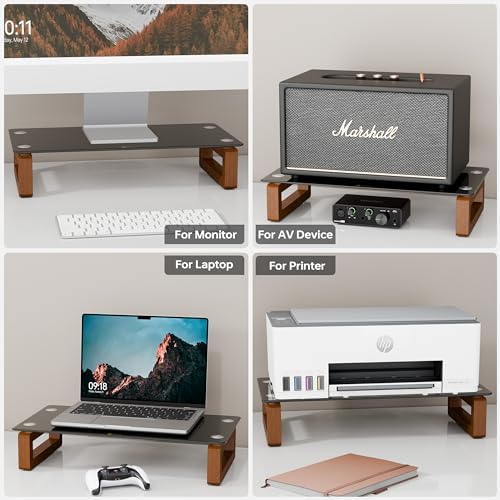 YEOUX Multi-Purpose Desktop Stand - 17.0" x 9.0" x 3.5" (Black & Walnut) - Image 4