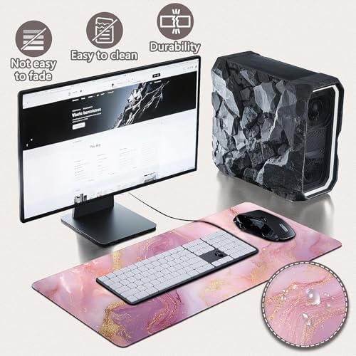 Gaming Mouse Pad - (31.5"×11.8") Marble Large Mouse Pads for Desk - Desk Mat for Keyboard and Mouse with Non-Slip Base, Desks Pad Matfor Game/Office & Home - Image 4