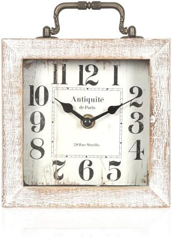 Retro Desk Clock, White Vintage Wooden Table Clock, - Image 6