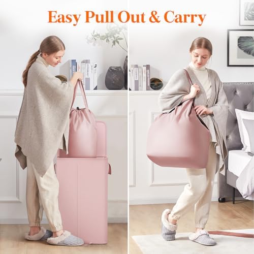 Lifewit Single Laundry Hamper with Lid, Removable Laundry Bags, Pink - Image 5