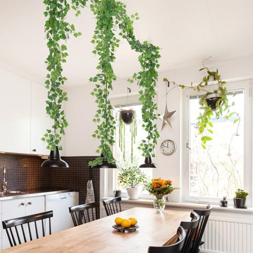 RECUTMS Artificial Vines Ivy Garland 2Pc 6.56Ft Green Grape Leaves Greenery - Image 6