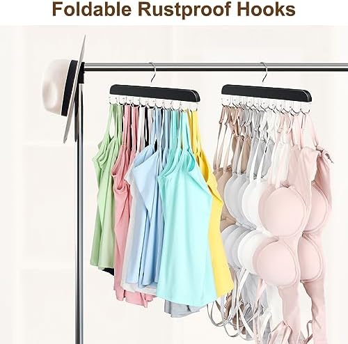 Tank Top Hanger with 40 Hooks for Closet Organizer, Premium Wood Bra Hanger - Image 3