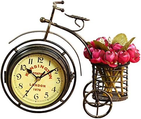 Desk Clock Vintage Table Clock Desktop Farmhouse Tabletop Metal Clock for Office Bedroom Silent Quartz Decor Double Sided by CreativeWallClock