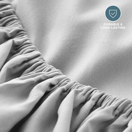 Bare Home Full Fitted Sheet - 1800 Ultra-Soft (Full, Cloud Grey) - Image 5