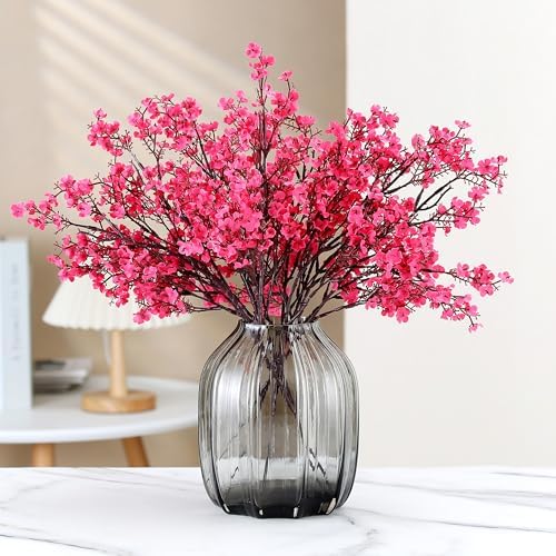 JAKY-Global 6pcs Babys Breath Artificial Flowers Gypsophila Bouquet Bulk Fake Spring Silk Small Flowers Real Touch Faux Floral for Home Bedroom Kitchen Garden Wedding Christmas Party DIY Decor (Rose) - Image 3