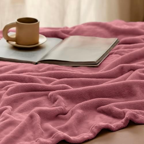 Bedsure GentleSoft Fleece Blankets Twin Size Dusty Rose - 300GSM Lightweight Plush Fuzzy Cozy Soft Blanket for Bed, Sofa, Couch, Travel, Camping, 60x80 inches - Image 5