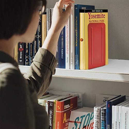 Acrimet Bookends for Shelves, Non-Skid Book Holder, Heavy Duty Book Stopper, Steel Metal Book Ends Storage for Home, Library, 6 7/8" H x 4" W x 4 1/2" D (Red) (1 Pair / 2 Pieces) - Image 3