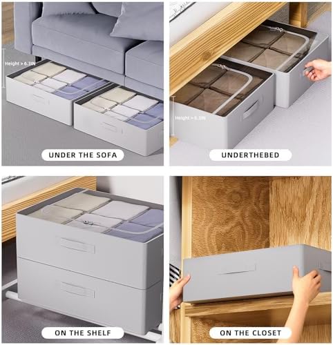 CYhom Under Bed Storage Bins Frame Storage Box Oxford Fabric Sturdy Underbed Container Foldable Stackable Large Capacity Clothes Organizer - Image 3