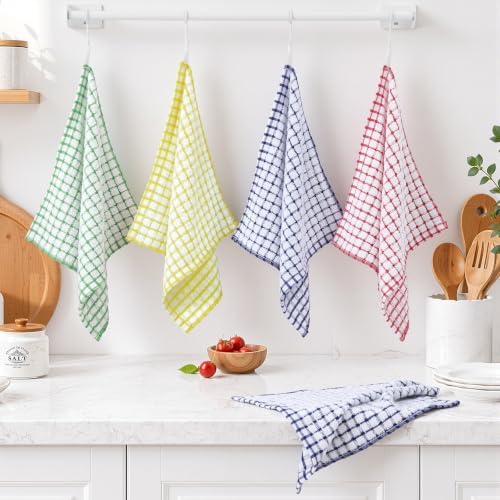 Homaxy 12 Pack Terry Kitchen Dish Cloths, 12"x12", Blue/Yellow/Red/Green - Image 6