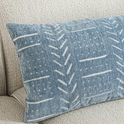BlissBlush Coastal Blue Decorative Throw Pillow Covers 20x20 Set of 2, Soft Woven Chenille Accent Pillow Covers for Couch Sofa Bed, Textured Farmhouse Cushion Covers for Living Room - Image 4